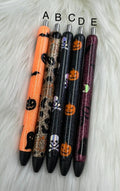 Halloween Fall Scary Personalized Epoxy Glitter Black Ink Pen: Refillable