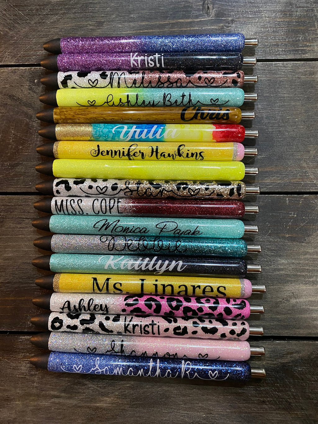 Personalized Epoxy Glitter Black Ink Pen: Refillable