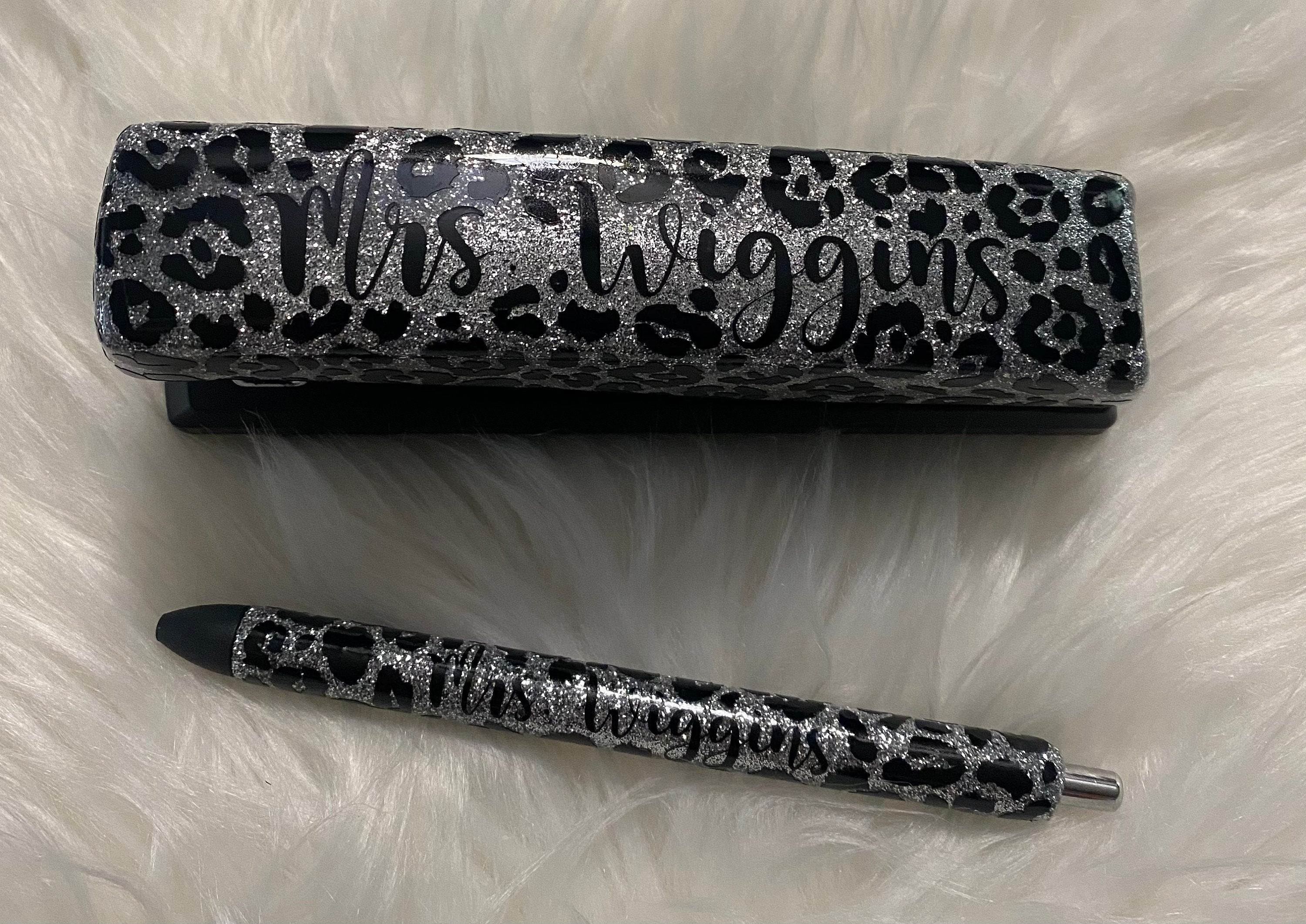 Personalized Leopard Glitter Stapler with or without Matching Pen Great for teachers