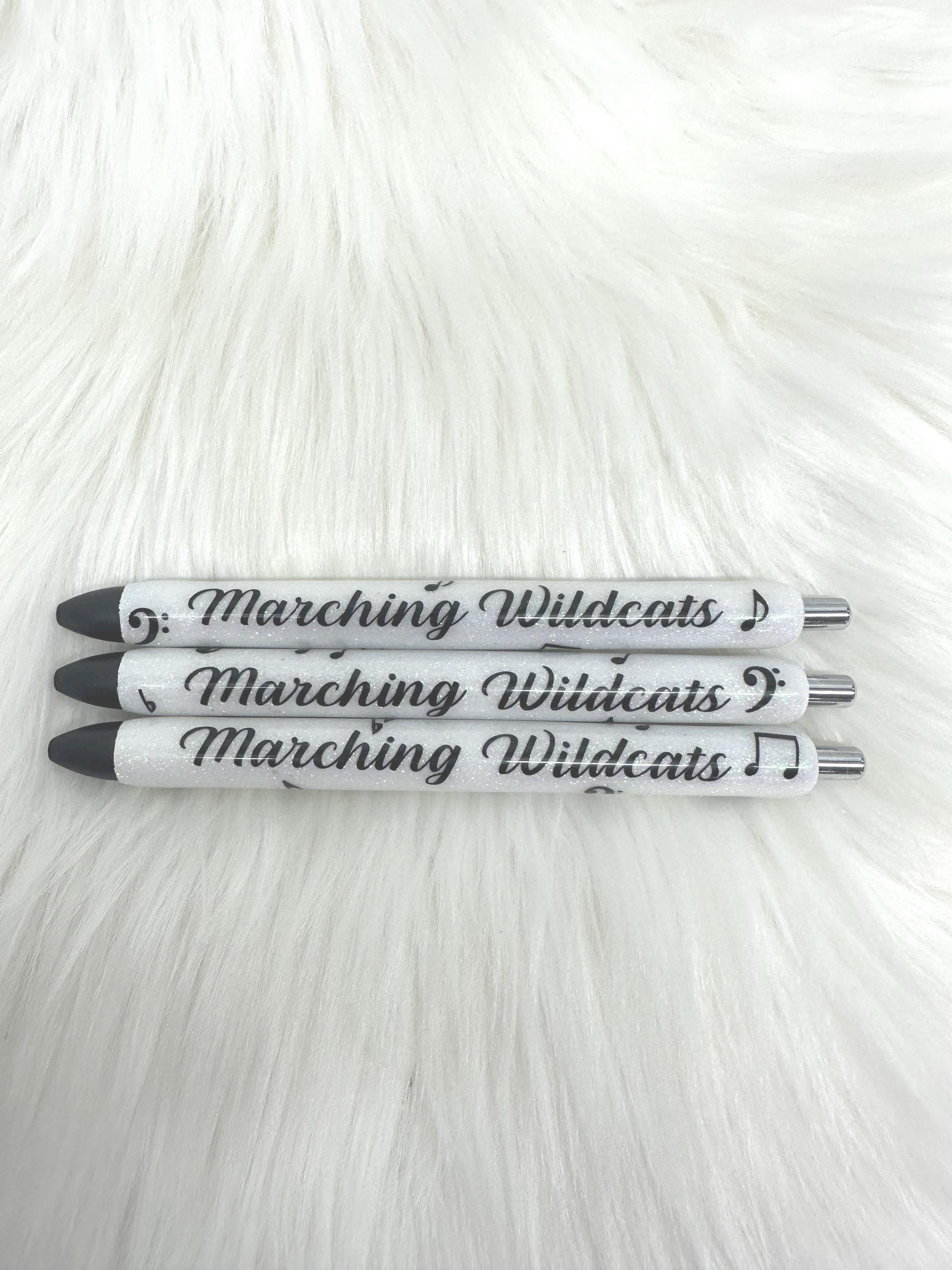 Marching Band Personalized Epoxy Glitter Black Ink Pen: Refillable