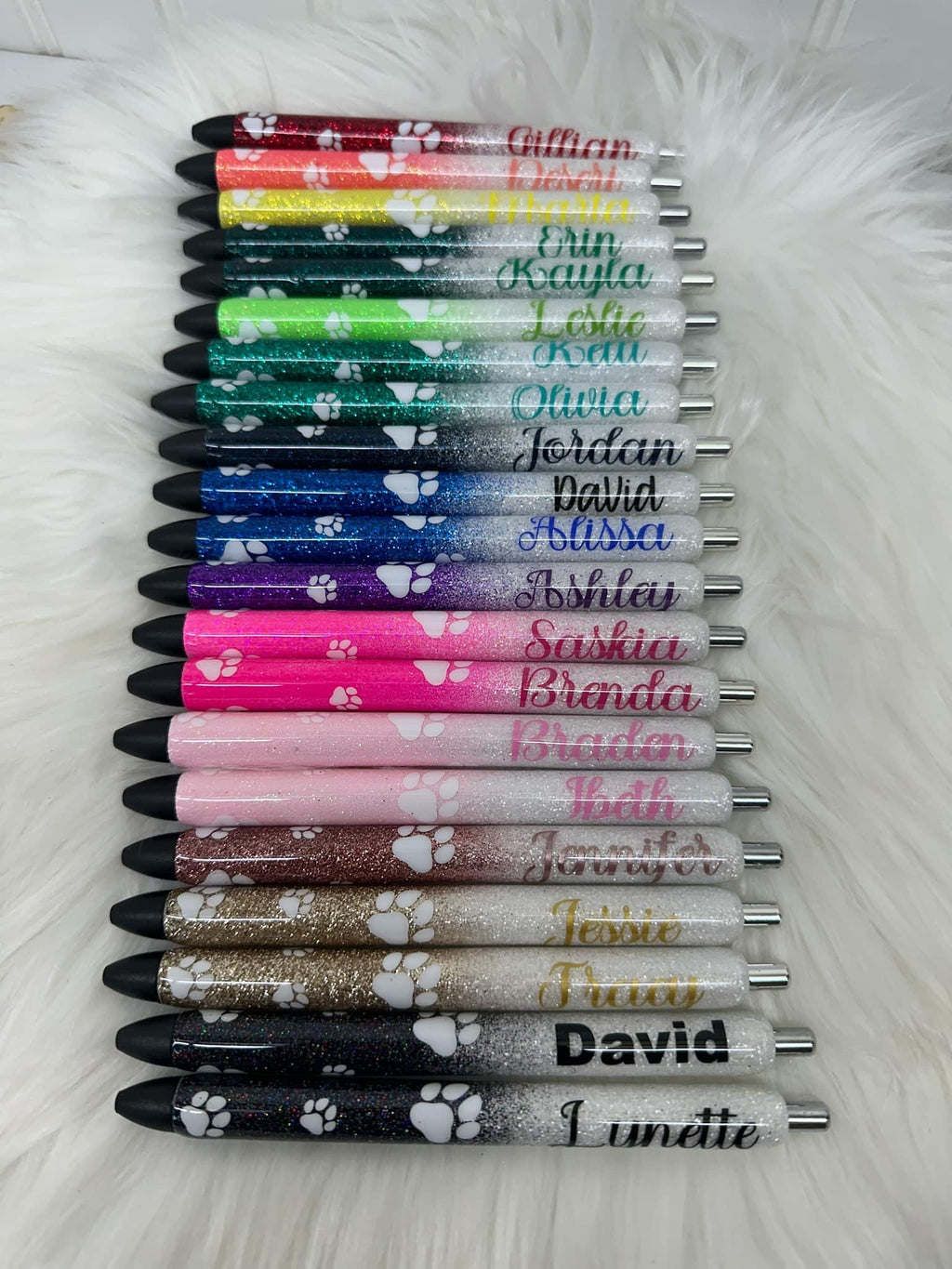 Vet Paw Print Cat/Dog half paws and name by clickerPersonalized Epoxy Glitter Black Ink Pen: Refillable