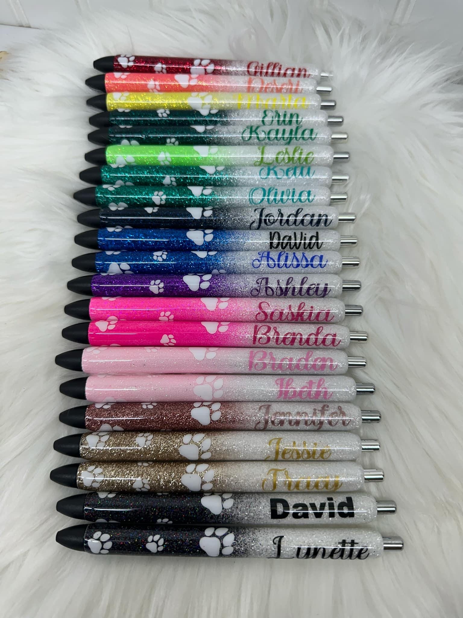 Vet Paw Print Cat/Dog half paws and name by clickerPersonalized Epoxy Glitter Black Ink Pen: Refillable