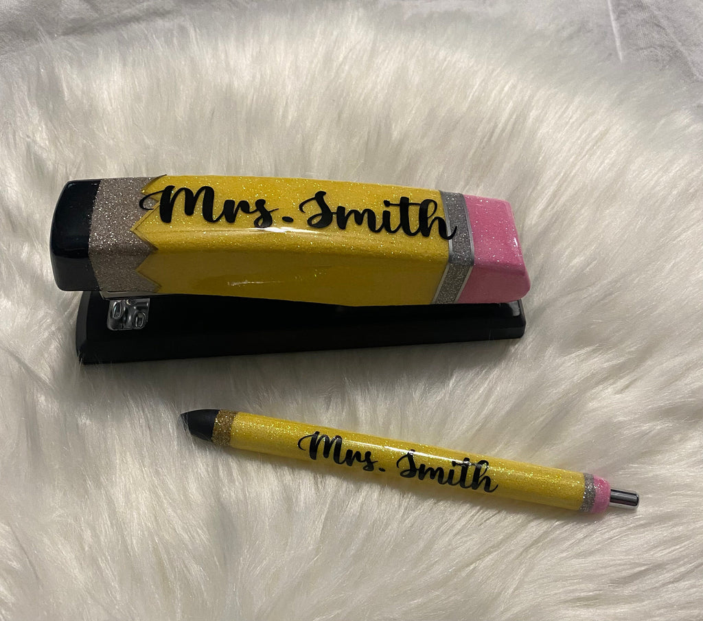 Personalized Pencil Glitter Stapler with or without Matching Pen Great for teachers