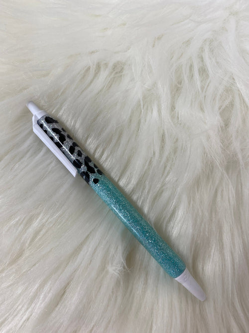 Ball Point Personalized Epoxy Glitter Black Ink Pen: Refillable