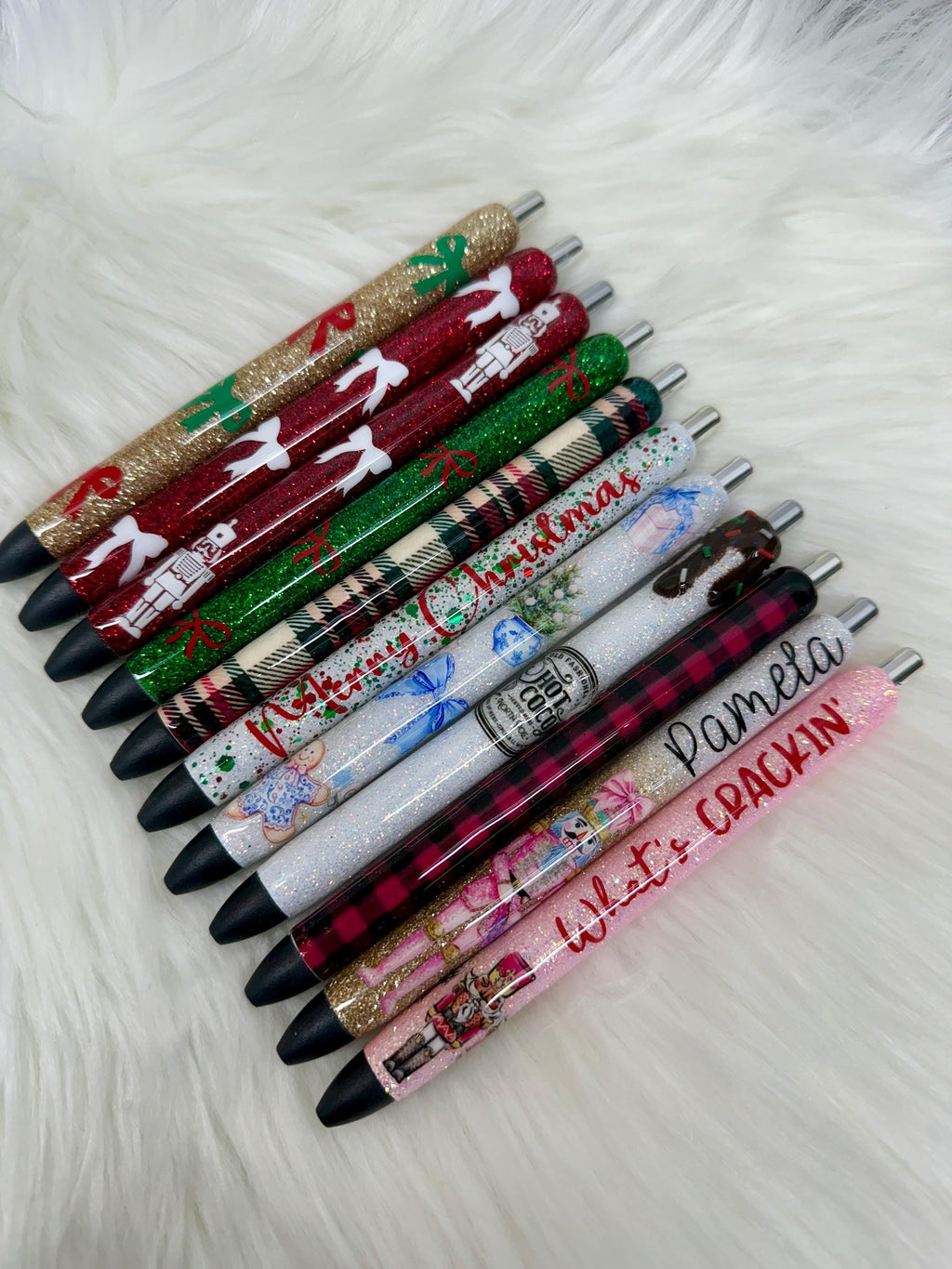 Christmas Pen Personalized Epoxy Glitter Black Ink Pen: Refillable
