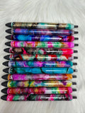Marble Personalized Epoxy Glitter Black Ink Pen: Refillable