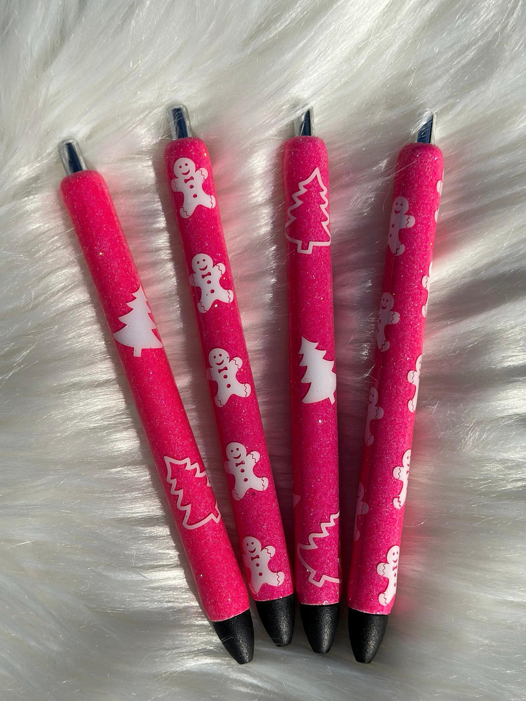 Pink Christmas Pen Personalized Epoxy Glitter Black Ink Pen: Refillable