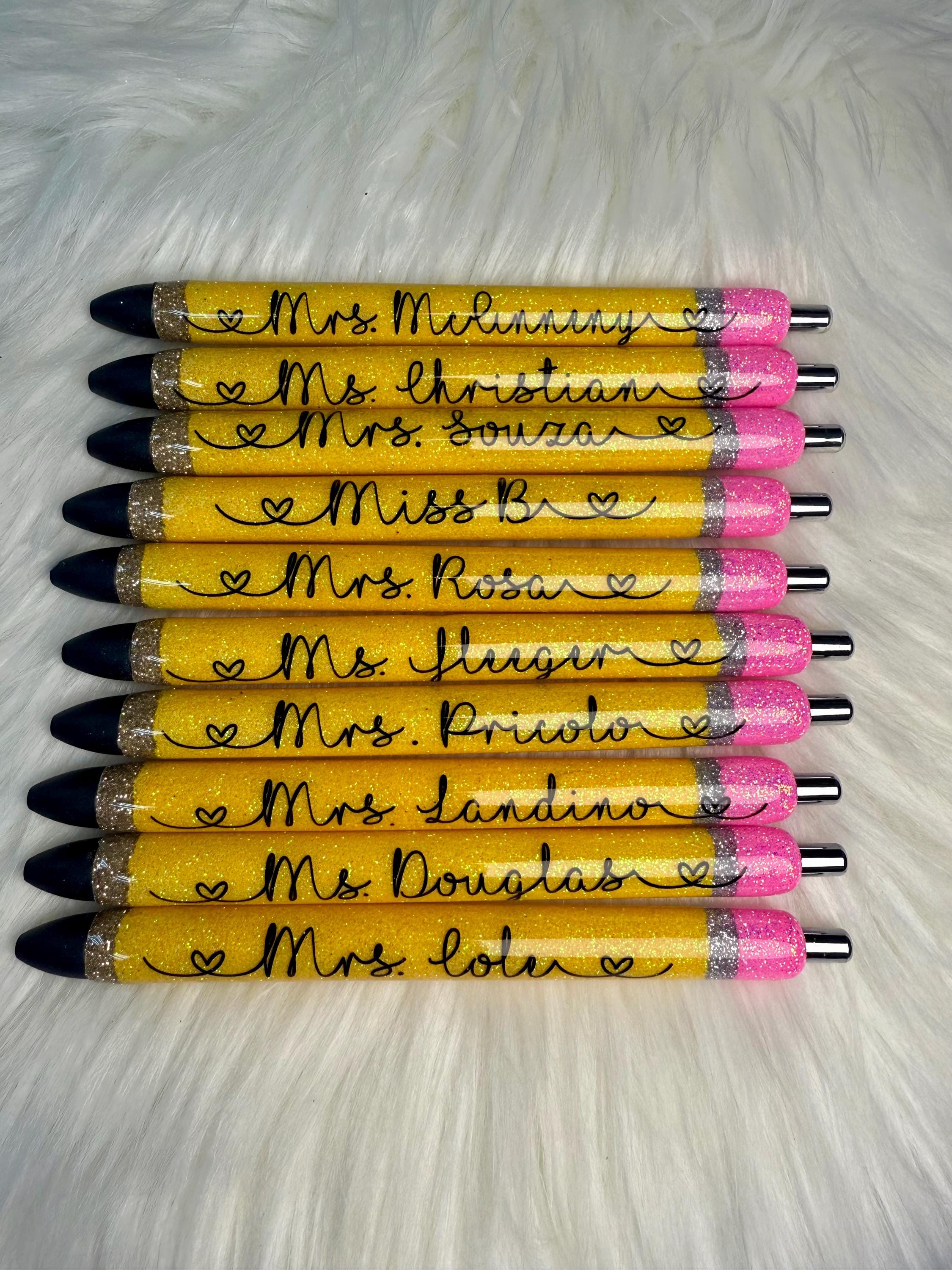 Teachers Personalized I love Glitter Font Epoxy Glitter Black Ink Pen: Refillable