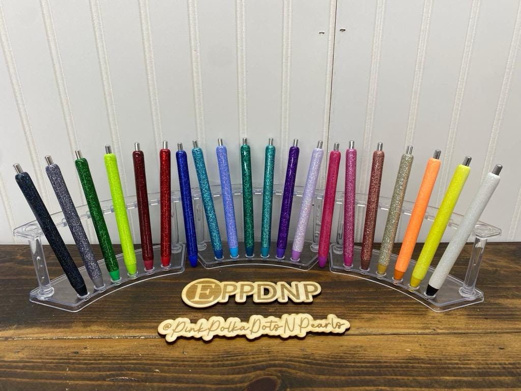 Non-Personalized Epoxy Glitter Black Ink Pen: Refillable