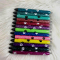 Vet Paw Print Cat/Dog Personalized Epoxy Glitter Black Ink Pen: Refillable