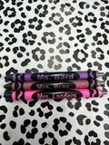 Crayon Teacher Personalized Epoxy Glitter Black Ink Pen: Refillable