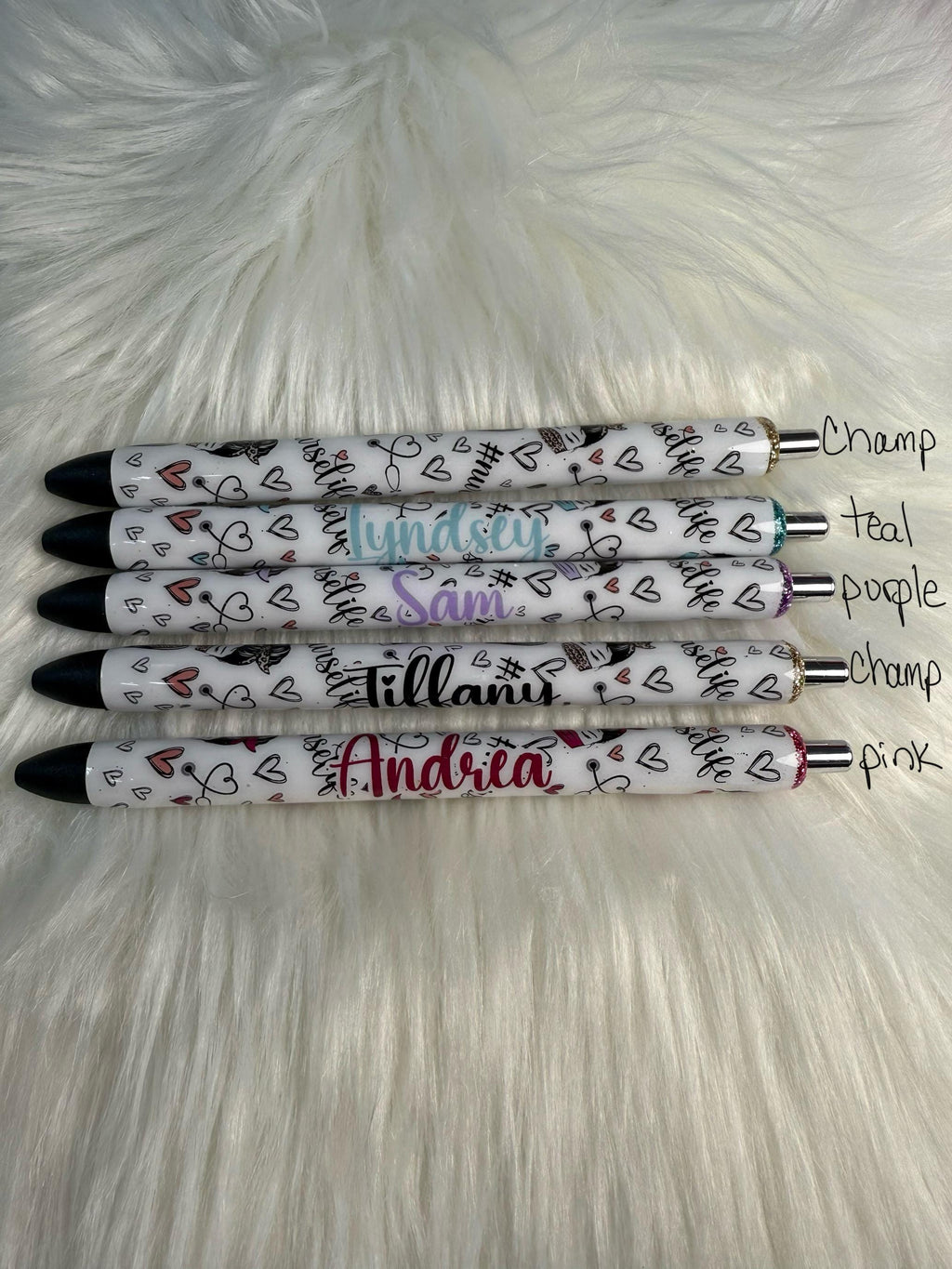 Nurse Life Personalized Epoxy Glitter Black Ink Pen: Refillable
