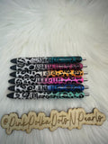 Leopard Personalized Epoxy Glitter Black Ink Pen: Refillable