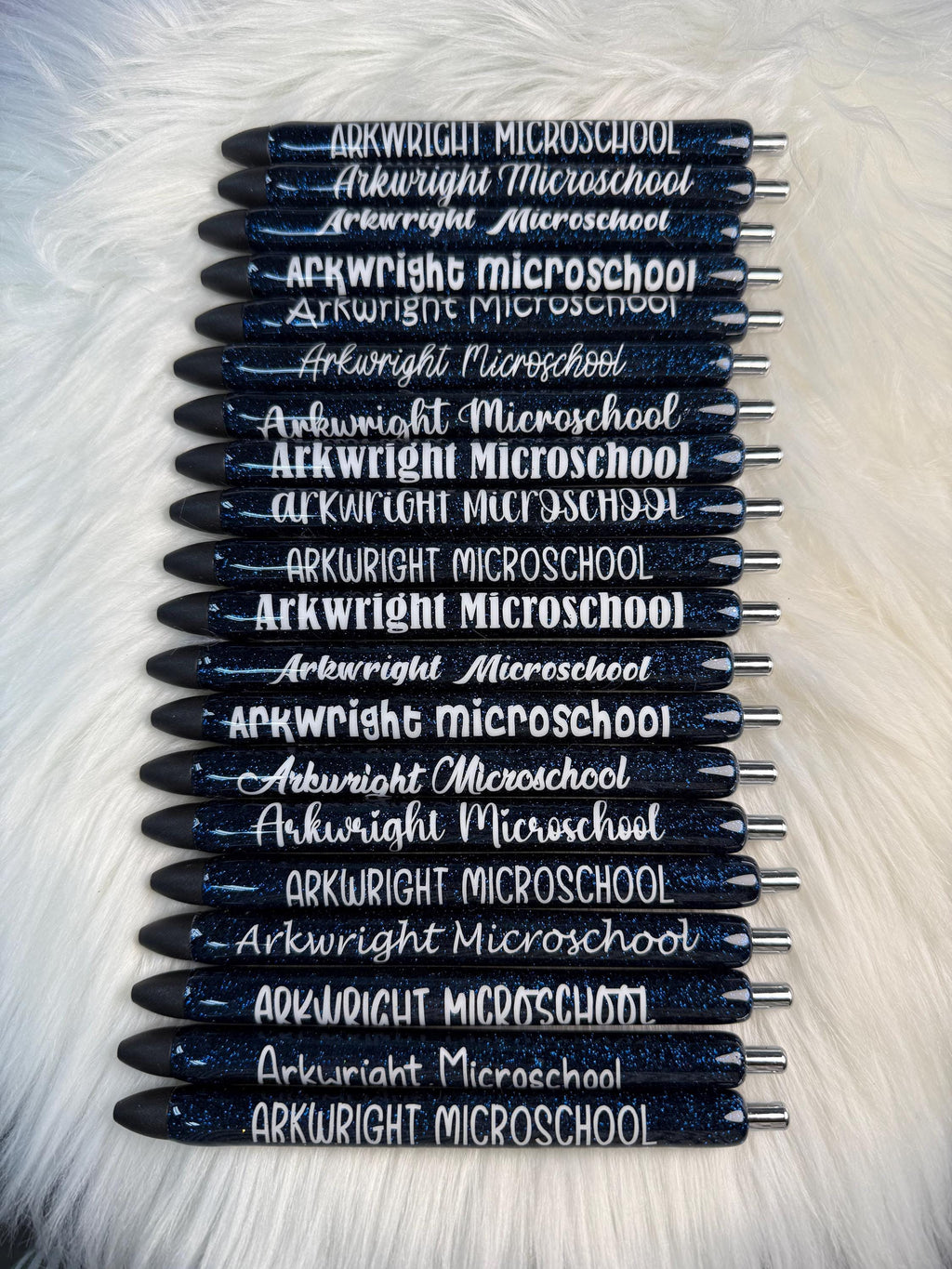Custom Personalized School Logo Epoxy Glitter Black Ink Pen: Refillable