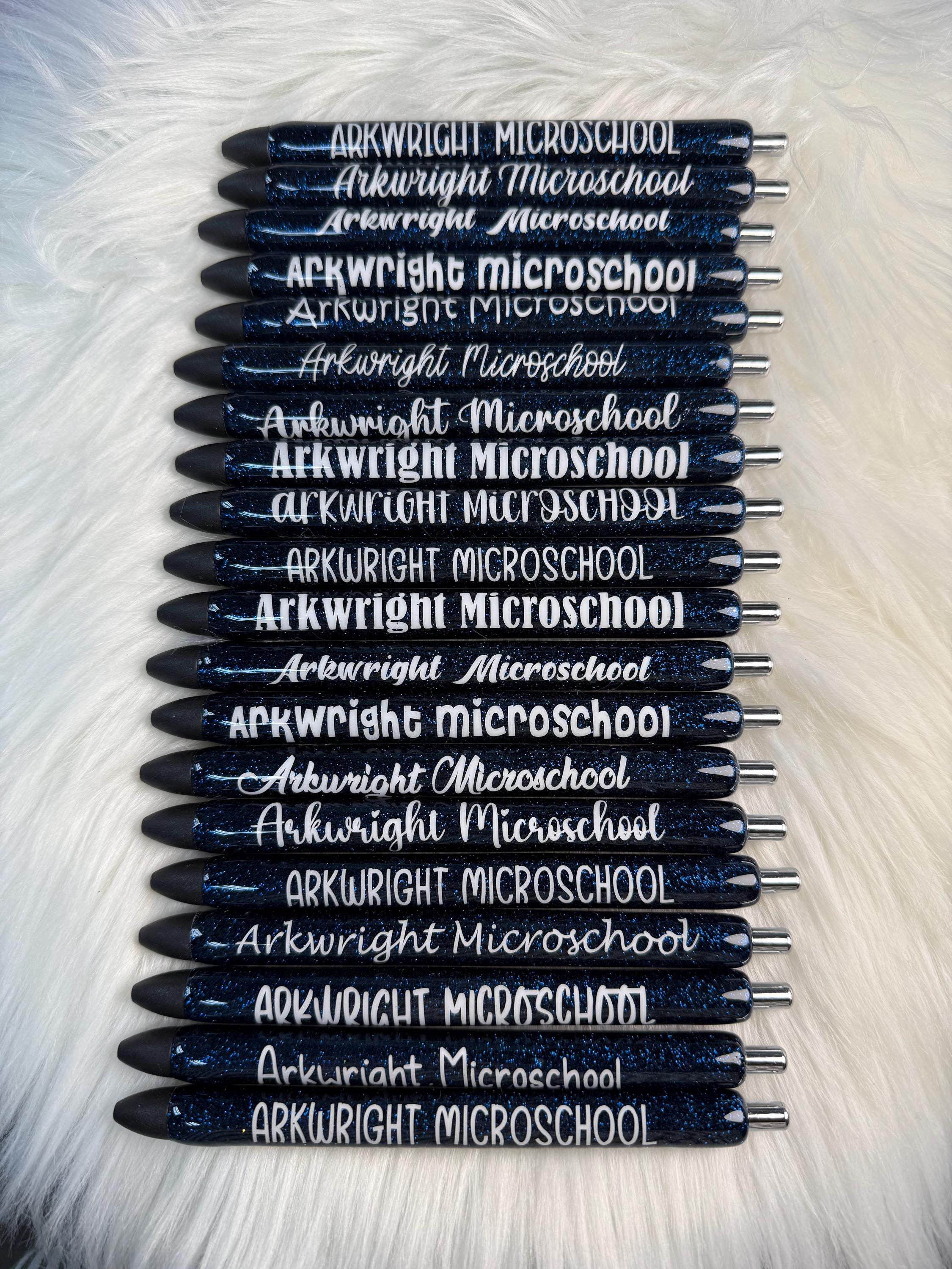 Custom Personalized School Logo Epoxy Glitter Black Ink Pen: Refillable