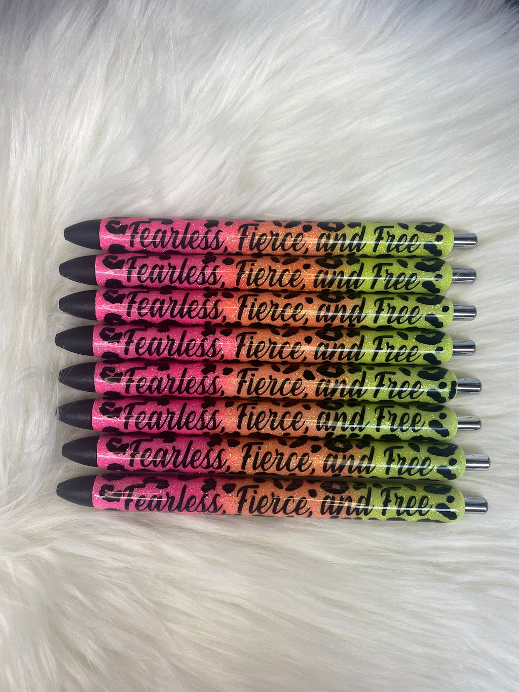 Personalized Leopard Epoxy Glitter Black Ink Pen: Refillable