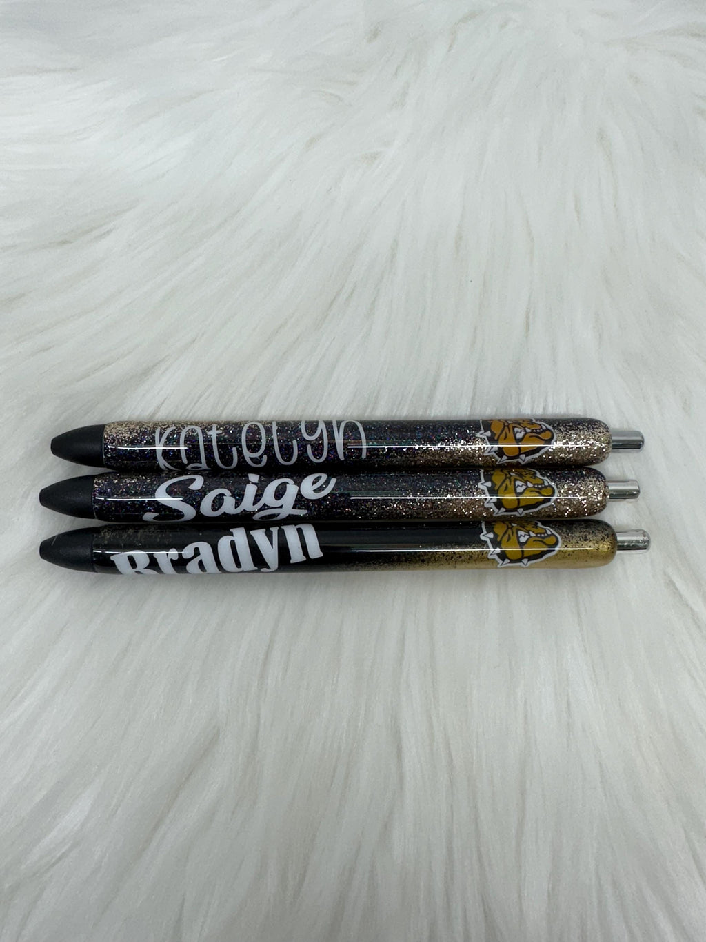 Personalized School Logo Epoxy Glitter Black Ink Pen: Refillable