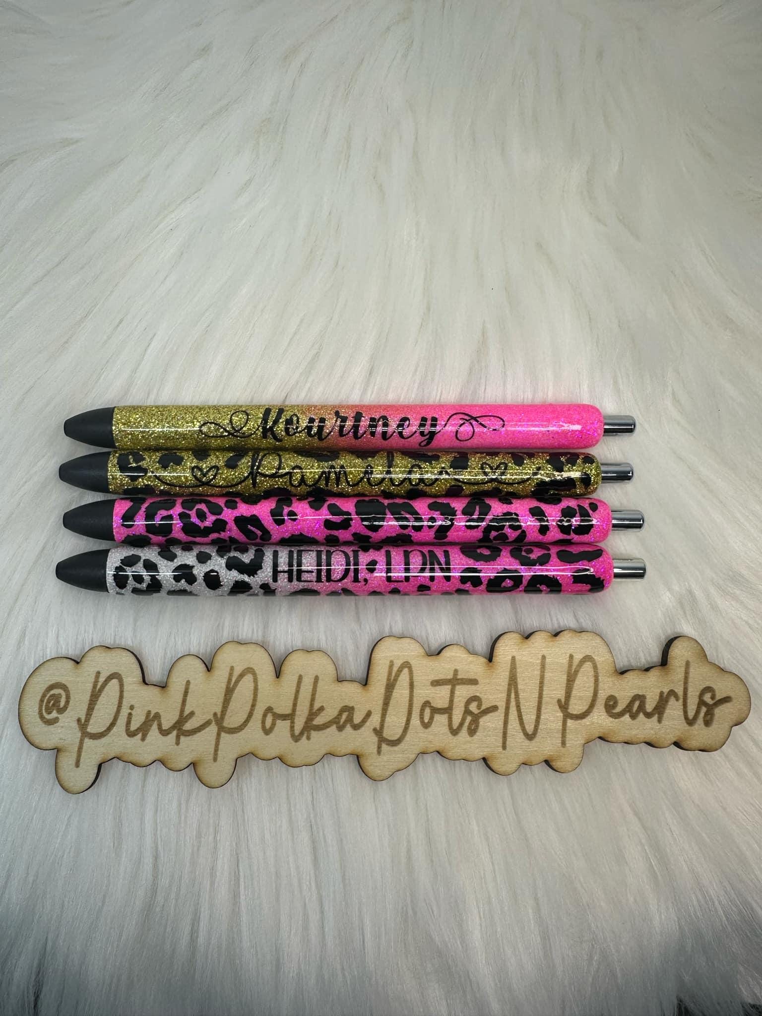 Personalized Epoxy Glitter Black Ink Pen: Refillable