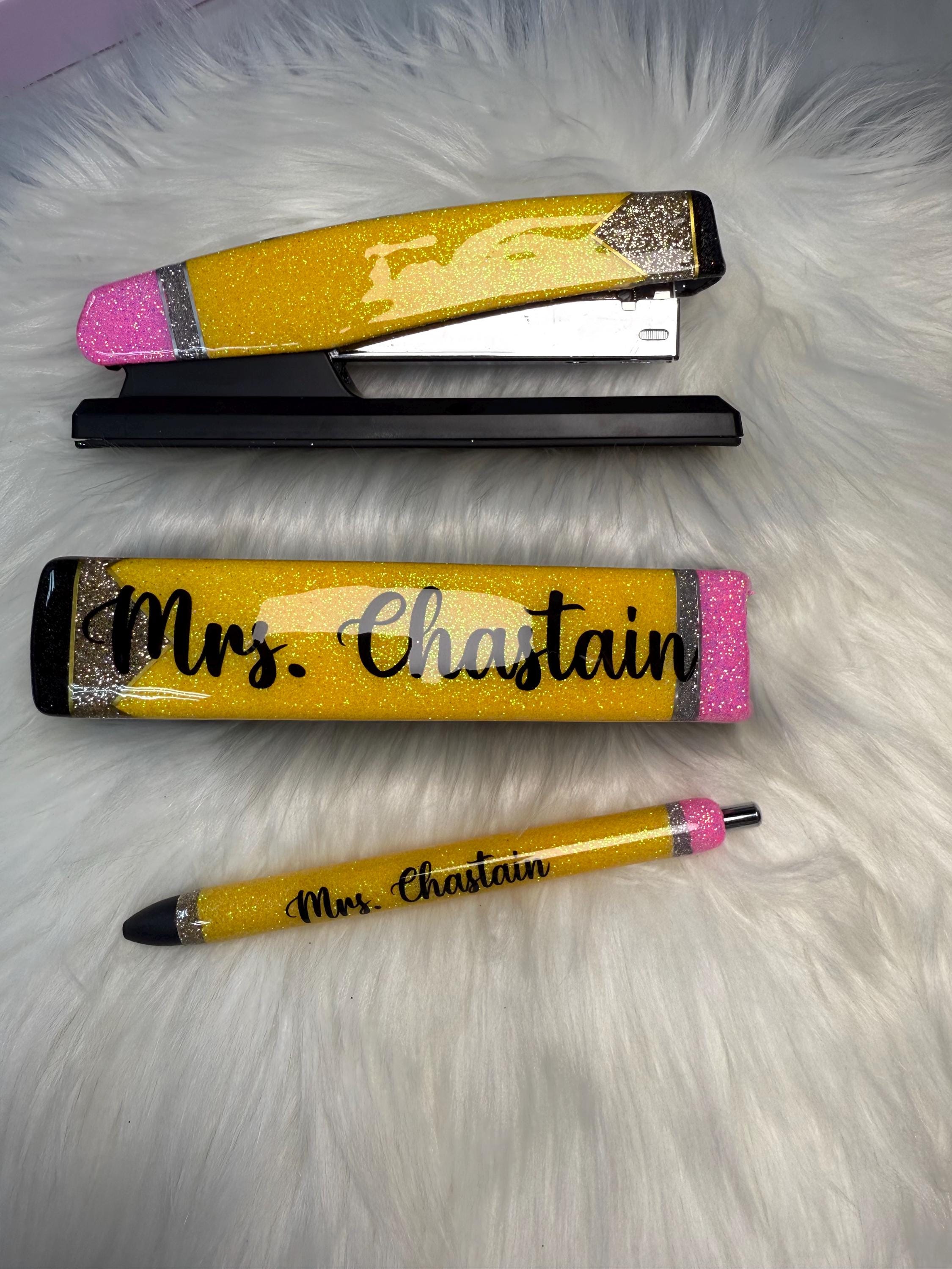 Personalized Pencil Glitter Stapler with or without Matching Pen Great for teachers