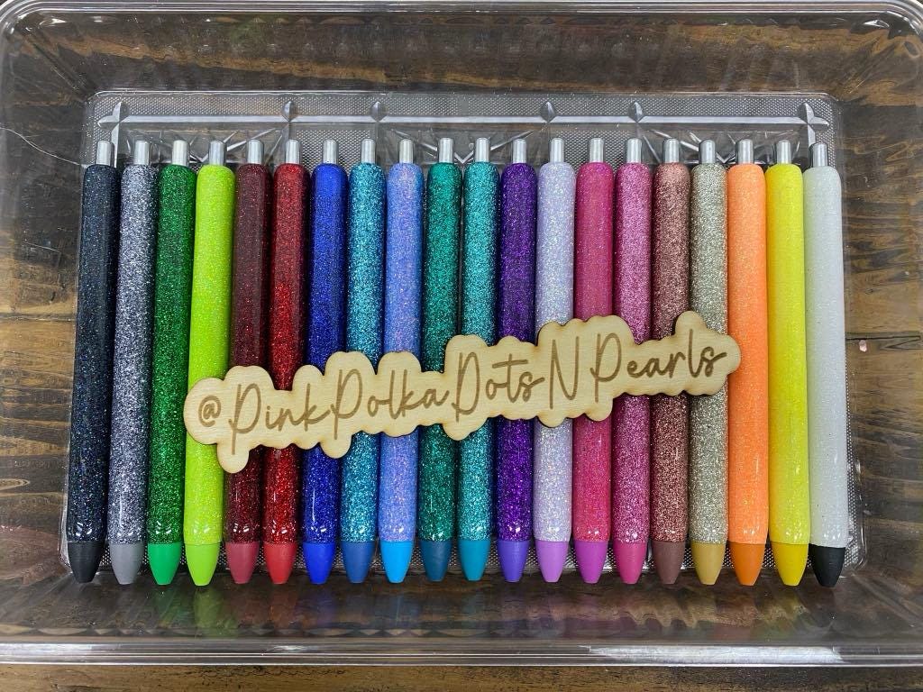 Non-Personalized Epoxy Glitter Black Ink Pen: Refillable