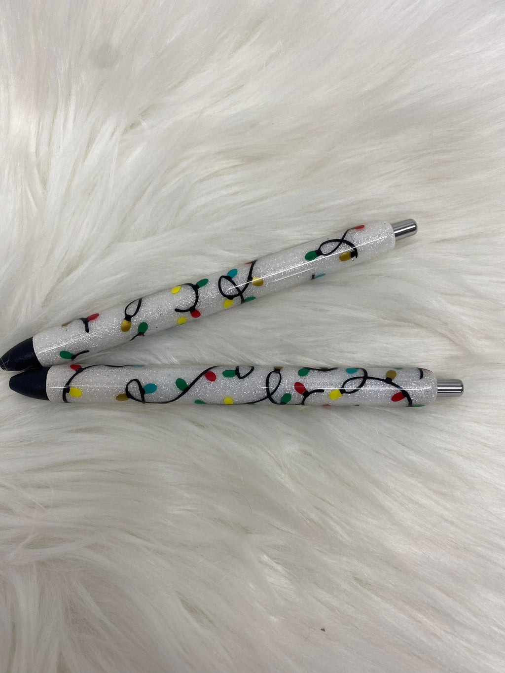 Christmas Lights Pen Personalized Epoxy Glitter Black Ink Pen: Refillable