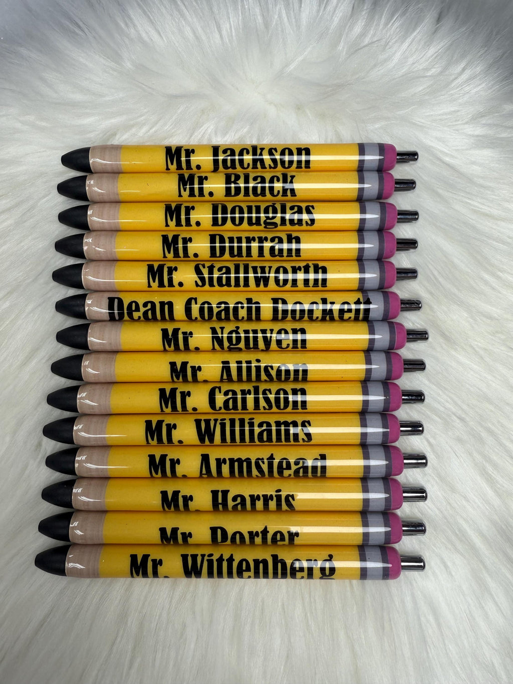 Non- Glitter Male Teachers Personalized Epoxy Glitter Black Ink Pen: Refillable