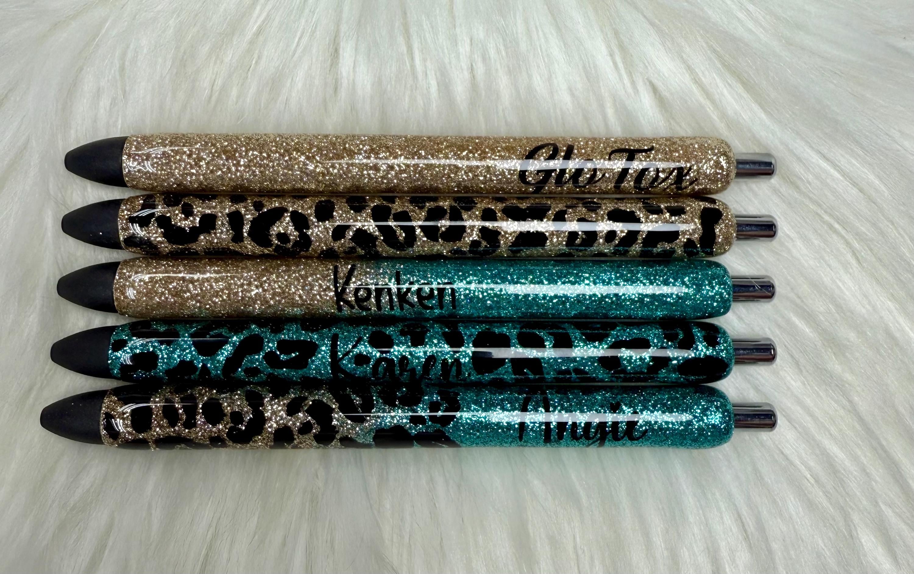 Personalized Epoxy Glitter Black Ink Pen: Refillable
