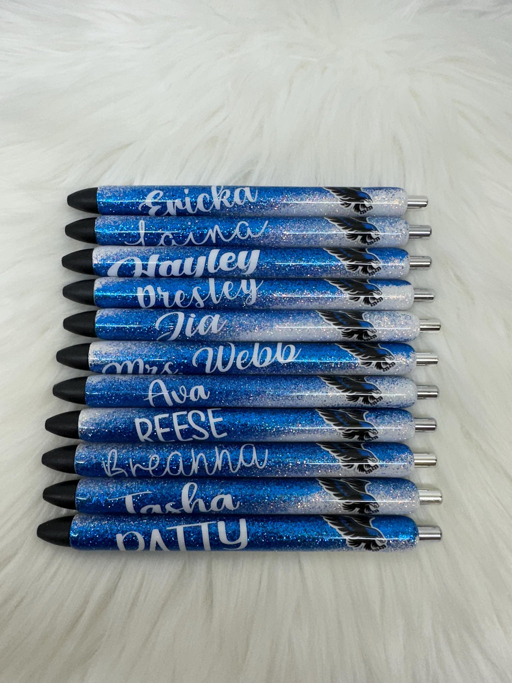 Personalized School Logo Epoxy Glitter Black Ink Pen: Refillable