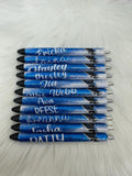 Personalized School Logo Epoxy Glitter Black Ink Pen: Refillable
