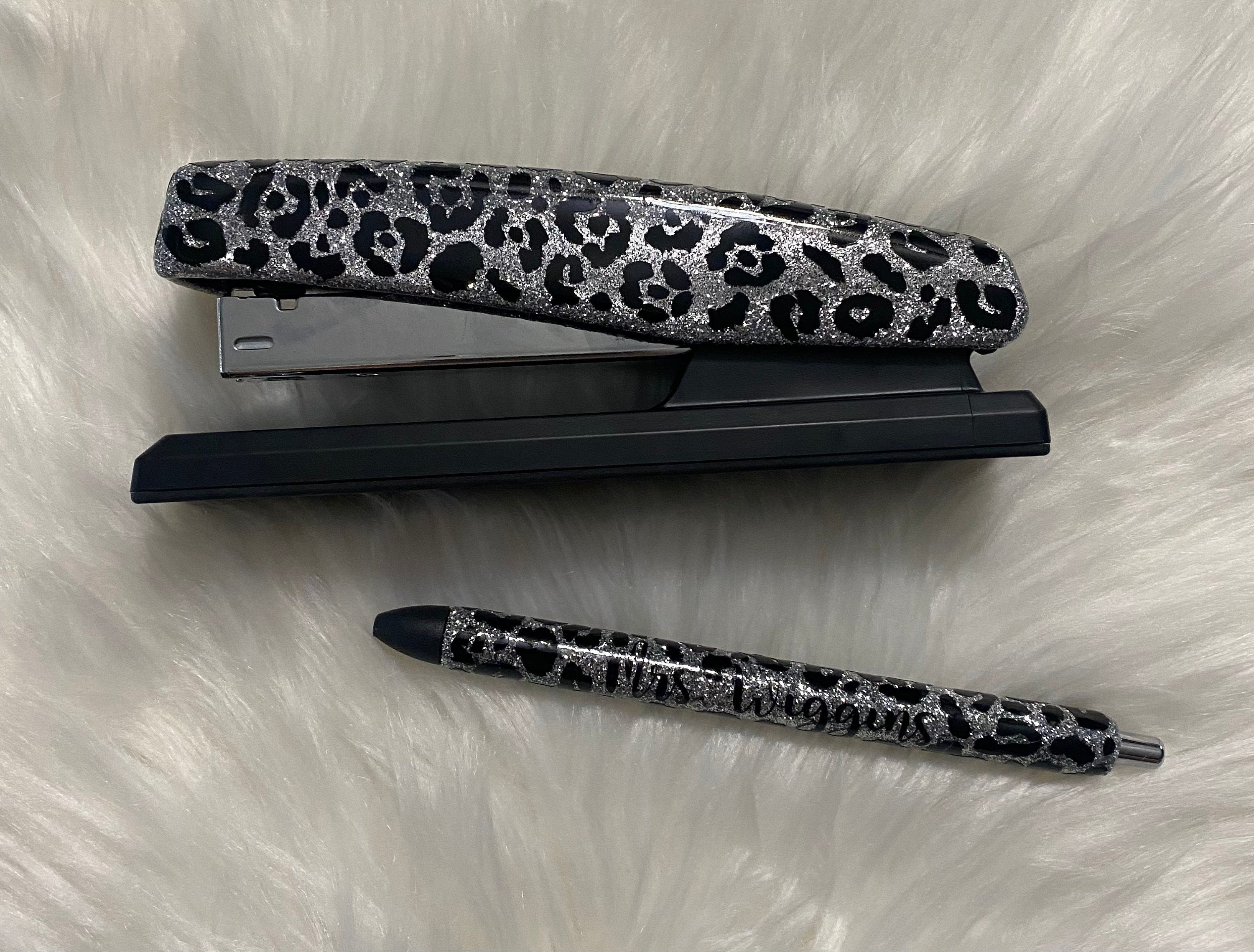 Personalized Leopard Glitter Stapler with or without Matching Pen Great for teachers