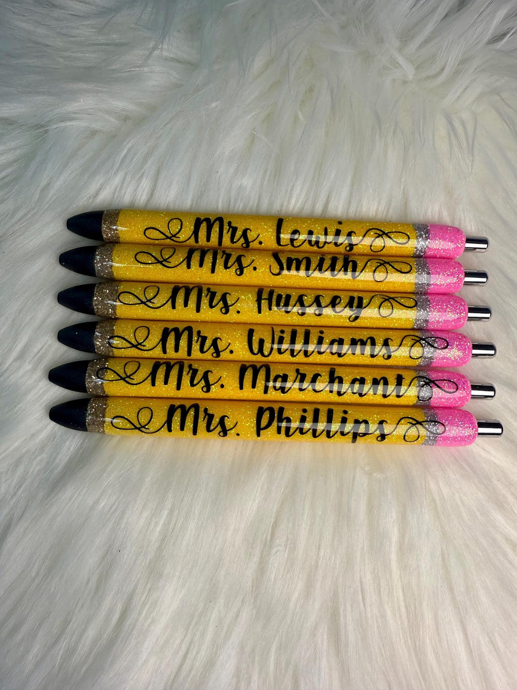Teachers Personalized Shrink Font Epoxy Glitter Black Ink Pen: Refillable