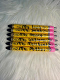 Teachers Personalized Shrink Font Epoxy Glitter Black Ink Pen: Refillable