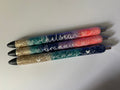 Personalized Beach Epoxy Glitter Black Ink Pen: Refillable