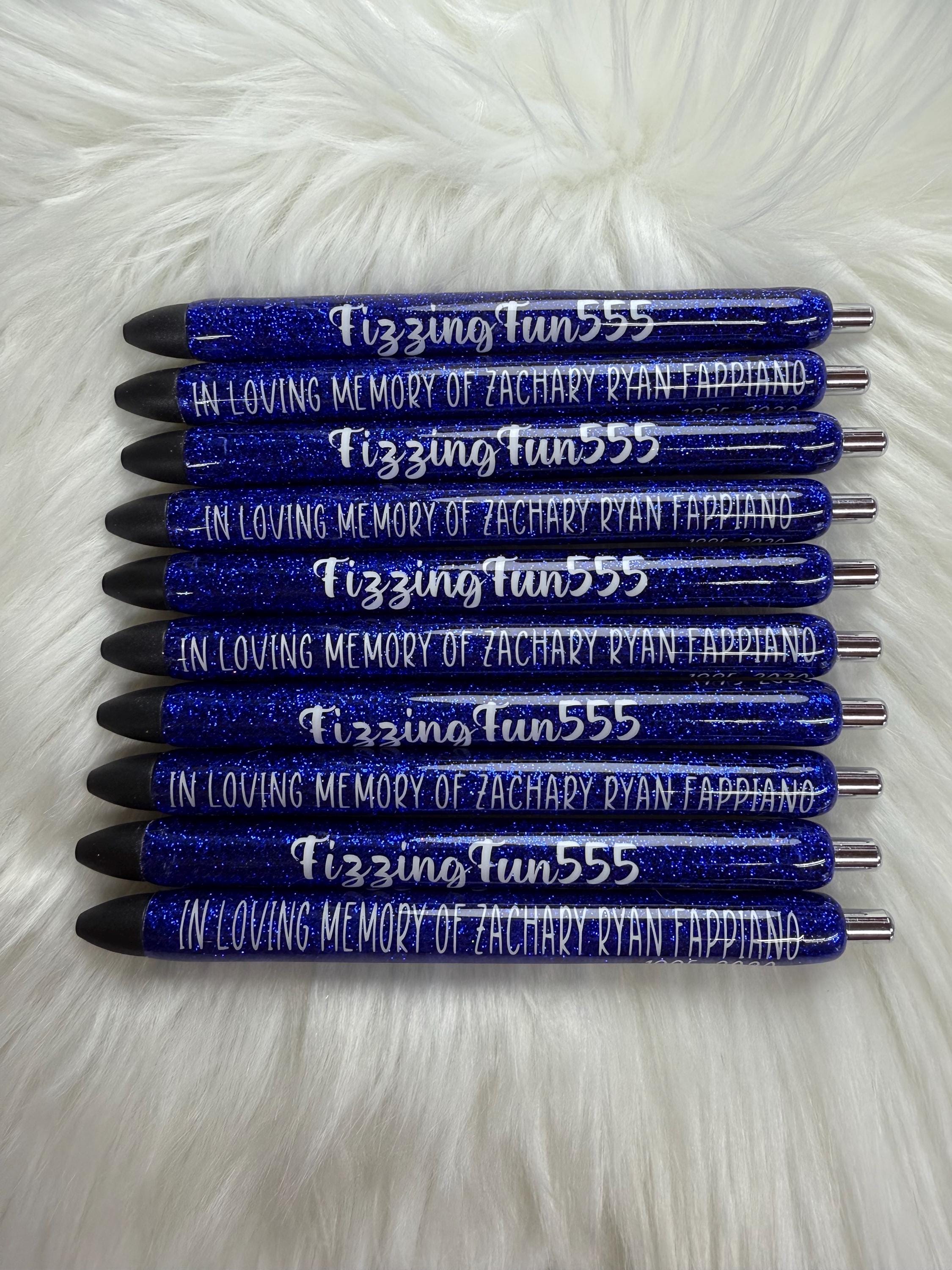 In Loving Memory Personalized Epoxy Glitter Black Ink Pen: Refillable
