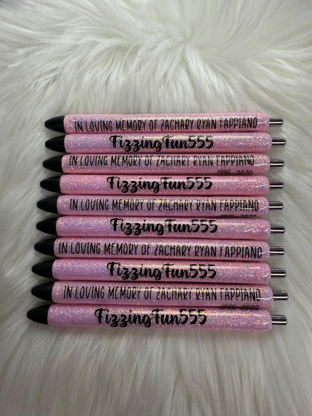 Personalized Business Name/Logo Epoxy Glitter Black Ink Pen: Refillable
