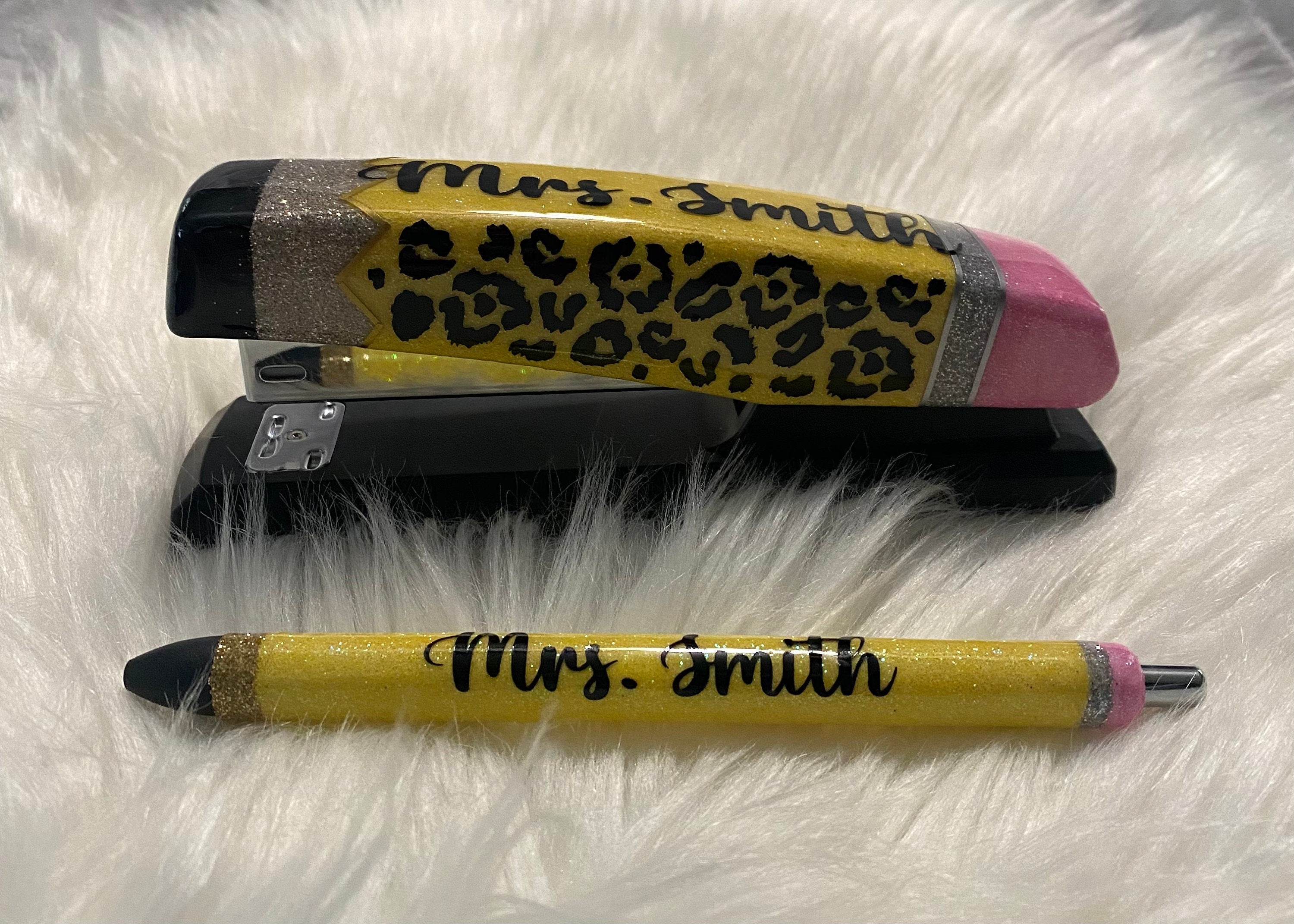 Personalized Pencil Glitter Stapler with or without Matching Pen Great for teachers