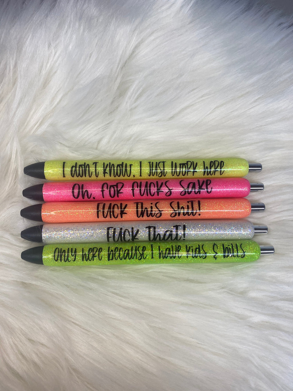 Set of 5 Days of The Week Glitter Epoxy Gel Pens, Sassy Epoxy Glitter Gel Pens, Funny Gel Pen, Adult Humor Gel Pen, InkJoy Brand, Custom