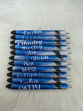 Personalized School Logo Epoxy Glitter Black Ink Pen: Refillable