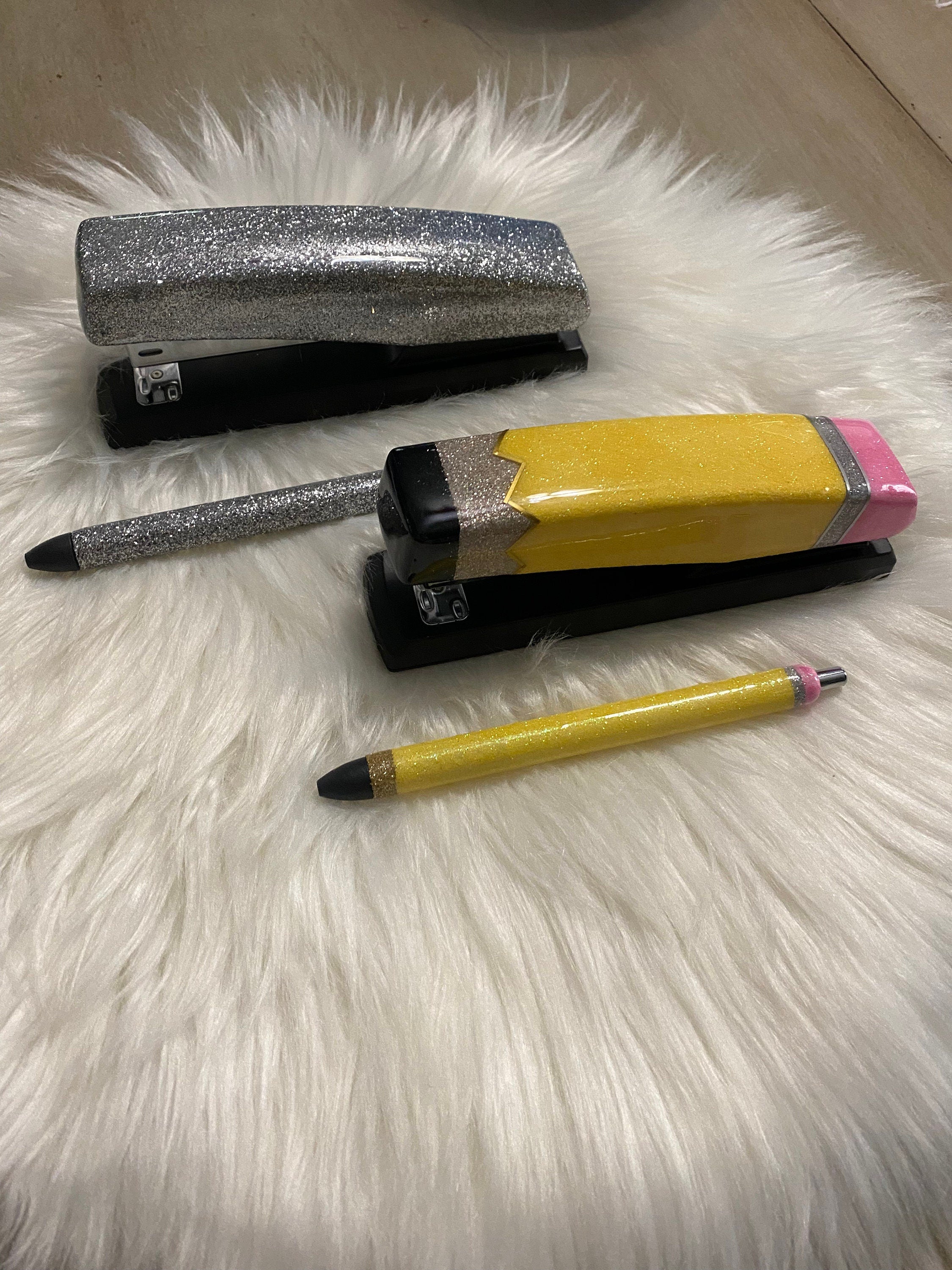 Personalized Pencil Glitter Stapler with or without Matching Pen Great for teachers