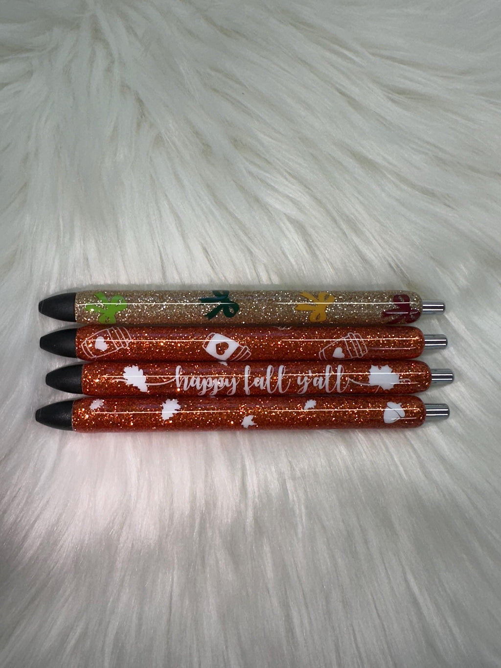 Fall Personalized Epoxy Glitter Black Ink Pen: Refillable