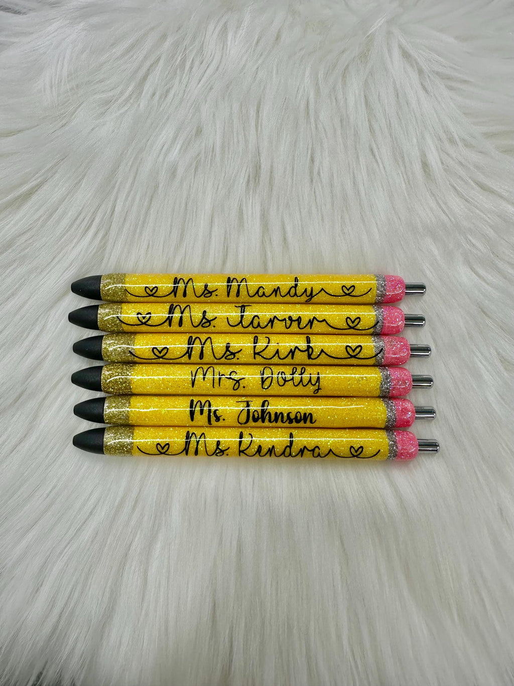 Teachers Personalized Epoxy Glitter Black Ink Pen: Refillable