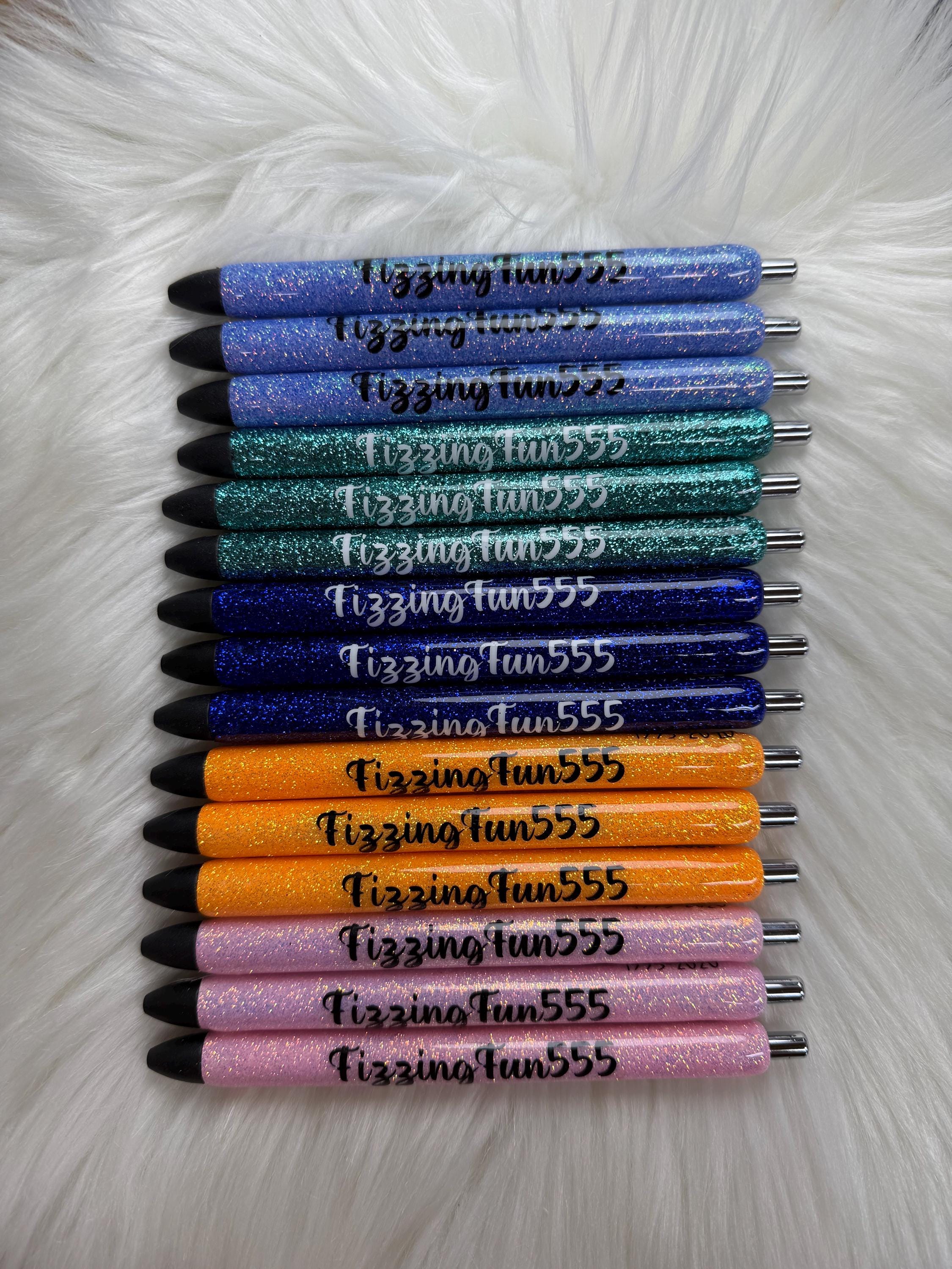 In Loving Memory Personalized Epoxy Glitter Black Ink Pen: Refillable