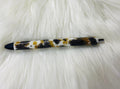 Cow Hide Personalized Epoxy Glitter Black Ink Pen: Refillable