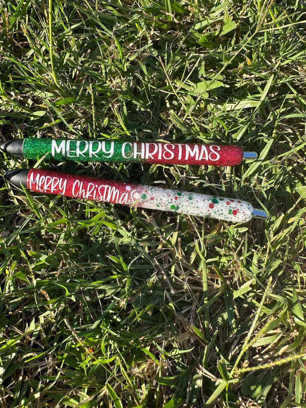 Merry Christmas Pen Personalized Epoxy Glitter Black Ink Pen: Refillable